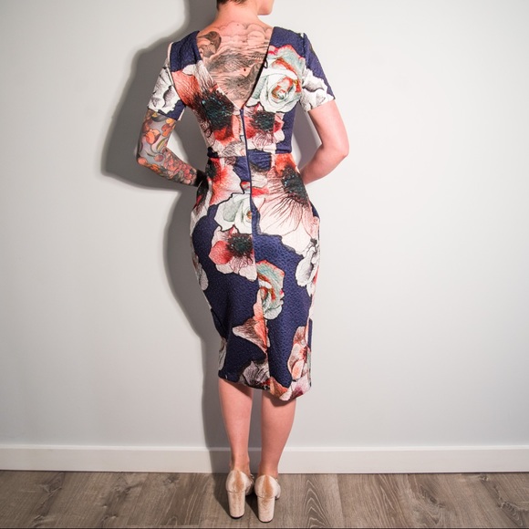 Purple Floral Split Dress - Picture 2 of 8